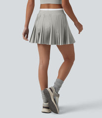 Breezeful™ High Waisted Color Block 2-in-1 Pleated Mini Quick Dry Tennis Skirt with Pockets