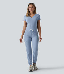 SoftlyZero™ Airy Mid Rise Drawstring InstantCool Casual Cargo Scrub Joggers with Pockets