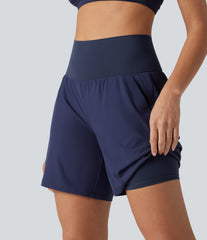 Breezeful™ High Waisted 2-in-1 Quick Dry Yoga Shorts 7'' with Pockets