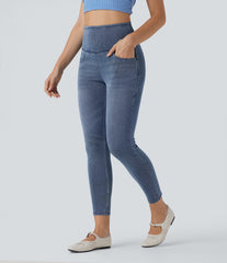 Halara Flex™ High Waisted Crossover Back 7/8 Skinny Casual Jeans with Pockets