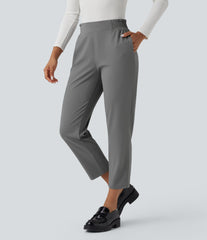 Halara Flex™ Mid Rise Frill Tapered Quick Dry Work Pants with Pockets-UPF40+