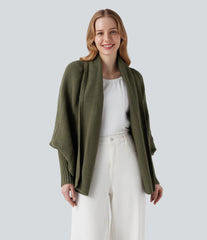 Batwing Sleeve Open Front Casual Cardigan