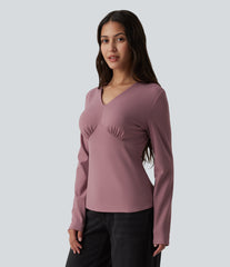 V Neck Long Sleeve Casual Top