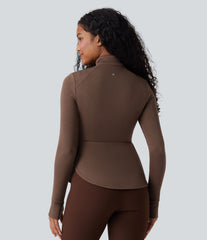 SpacerTek™ Stand Collar Reglan Long Sleeve Thumb Holes Workout Jacket