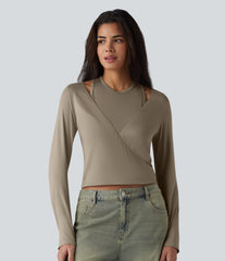 Halter Long Sleeve Casual T-Shirt