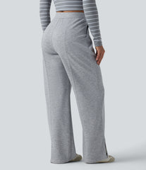 SpacerTek™ High Waisted Straight Leg Casual Sweatpants with Pockets