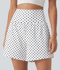 High Waisted 2-in-1 Polka Dot Yoga Shorts 5'' with Pockets