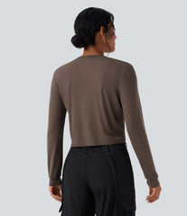 Round Neck Long Sleeve Casual Wool-Blend Top