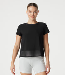 SoftlyZero™ Airy Round Neck Mesh Overlay InstantCool Running Sports Top-UPF50+