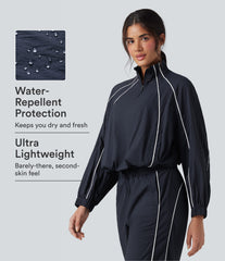 Lightweight Durable Water Repellent Color Block Half Zipper Oversized Hiking Jacket