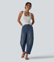 Halara Flex™ Mid Rise Barrel Leg Casual Jeans with Pockets