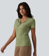 V Neck Short Sleeve Casual T-Shirt
