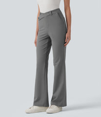 Halara Flex™ Asymmetric High Waisted Work Flare Pants with Pockets