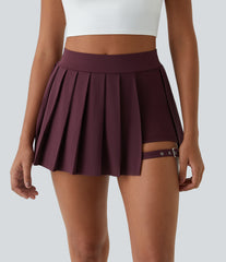 Breezeful™ High Waisted Pleated 2-in-1 Pocket Adjustable Buckle Micro Mini Quick Dry Party Skirt