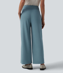 Halara Flex™ High Waisted Crossover Straight Leg Crepe Work Pants with Pockets