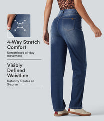 Halara Flex™ High Waisted Straight Leg Washed Casual Jeans with Pockets