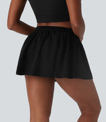 Low Rise Drawstring 2-in-1 A-line Mini Casual Skirt
