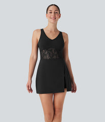 SoftlyZero™ Airy Contrast Lace 2-in-1 InstantCool Tennis Active Dress with Pocket-UPF50+