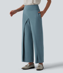 Halara Flex™ High Waisted Crossover Straight Leg Crepe Work Pants with Pockets