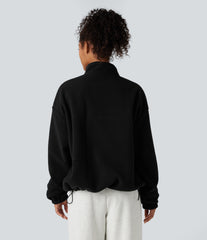 Reversible High Neck Long Sleeve Zipper Fleece Hiking Jacket with Pockets (Two Looks in One)