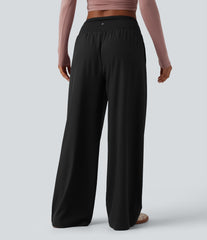 Crossover Low Rise Casual Baggy Pants with Pockets