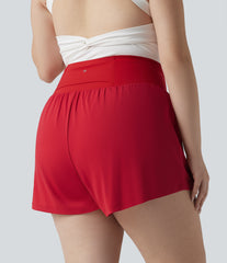SoftlyZero™ Airy High Waisted Tummy Control 2-in-1 InstantCool Yoga Plus Size Shorts with Pockets