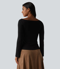 Boat Neck Long Sleeve Work Top