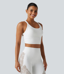 SoftlyZero™ Twisted Backless Contrast Lace Built-in Bra Yoga Tank Top-UPF50+