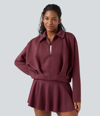 SpacerTek™ Collar Long Sleeve Pleated Zip Fly Casual Jacket