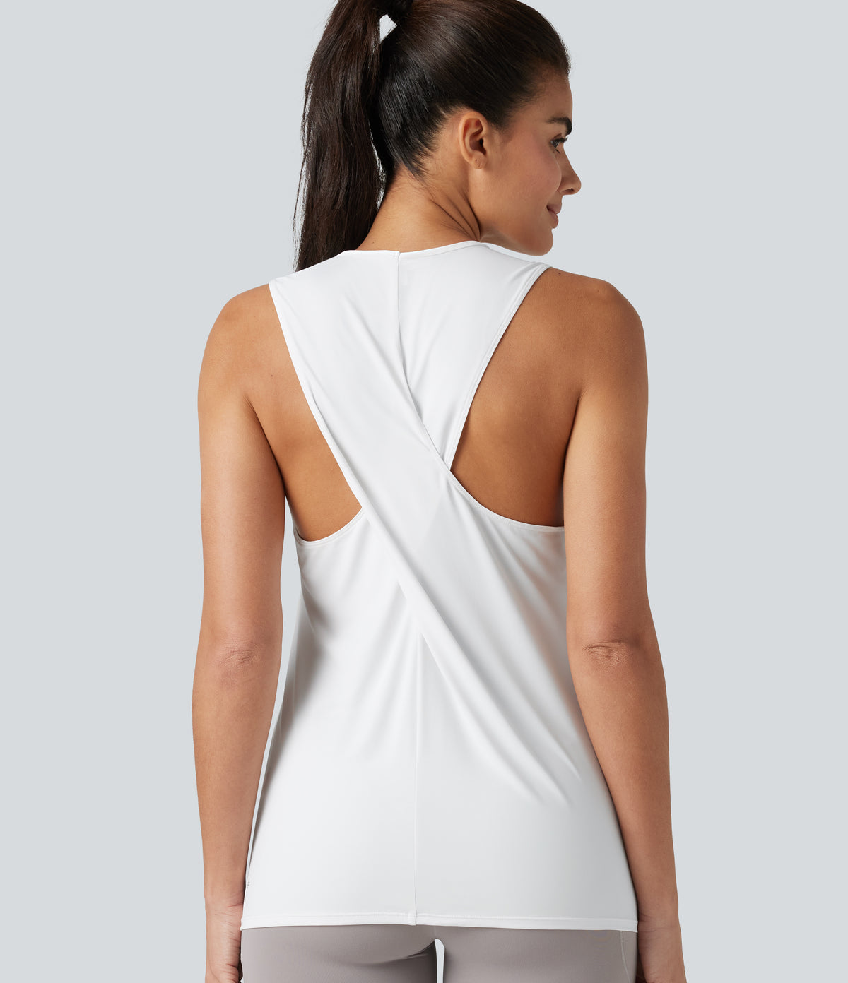 Crossover Racerback Sleeveless InstantCool Quick Dry Yoga Sports Top-UPF50+