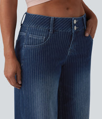 Halara Flex™ Low Rise Wide Leg Stripes Casual Jeans with Pockets