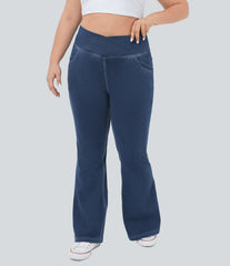 Halara Flex™ High Waisted Crossover Pocket InstantCool Breathable Washed Plus Size Casual Jeans