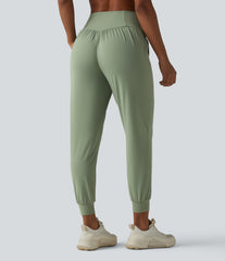 SoftlyZero™ High Waisted Crossover Tapered Yoga Joggers with Pockets-UPF50+