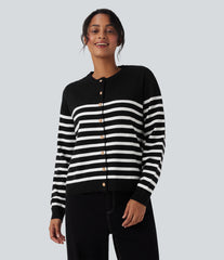 Color Block Striped Work Cardigan
