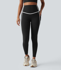Halara UltraSculpt™ High Waisted Tummy Control Color Block Yoga 7/8 Leggings with Pockets
