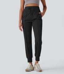 High Waisted Drawstring Quick Dry Yoga Joggers with Pockets-UPF40+