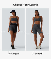 Halara UltraSculpt™ Check Plaid Print High Waisted Drawstring Yoga Biker Shorts 7'' with Pockets