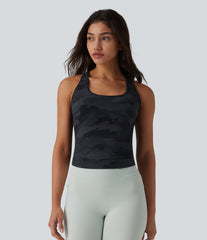 Halara UltraSculpt™ Camo Print U-Neck Racerback Built-in Bra Yoga Tank Top