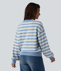 Round Neck Long Sleeve Stripe Casual Sweater