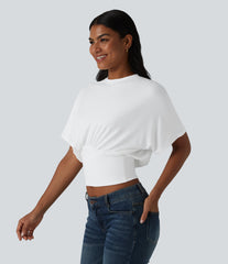 Round Neck Batwing Sleeve Casual Top