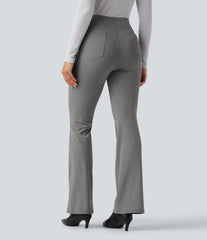 High Waisted Tummy Control Bootcut Work Pants with Pockets