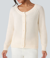 Round Neck Long Sleeve Casual Cardigan