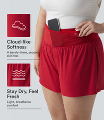 SoftlyZero™ Airy High Waisted Tummy Control 2-in-1 InstantCool Yoga Plus Size Shorts with Pockets