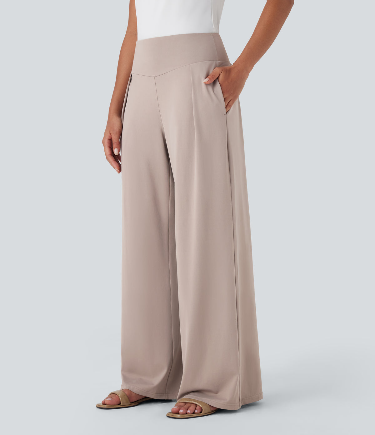 High Waisted Wide Leg Baggy Casual Pants with Pockets