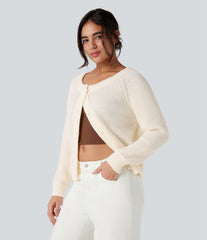 Round Neck Long Sleeve Casual Cardigan