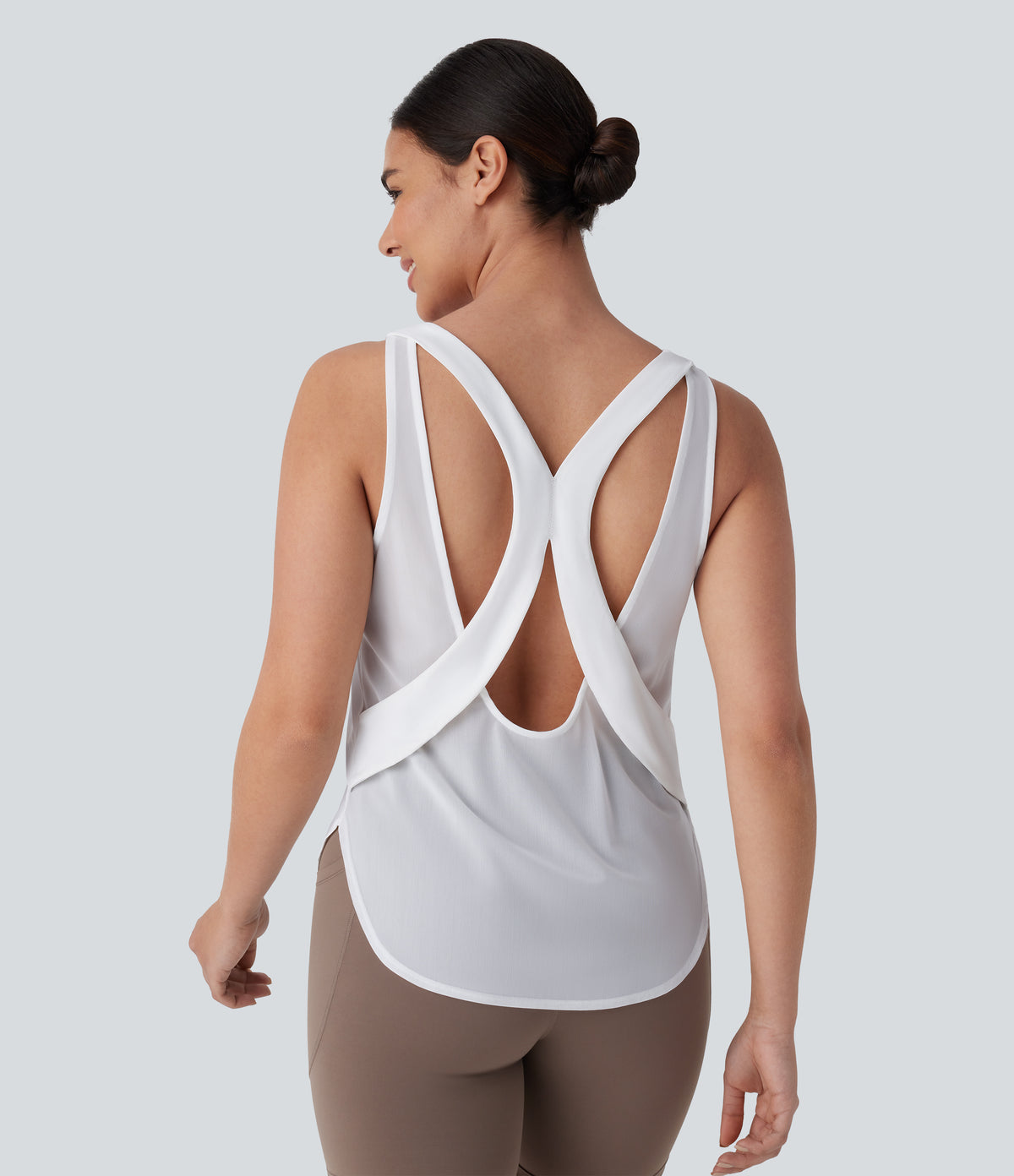 Contrast Mesh Curved Hem InstantCool Quick Dry Running Tank Top