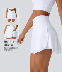 High Waisted Crossover 2-in-1 Pocket InstantCool Quick Dry Mini Skirt