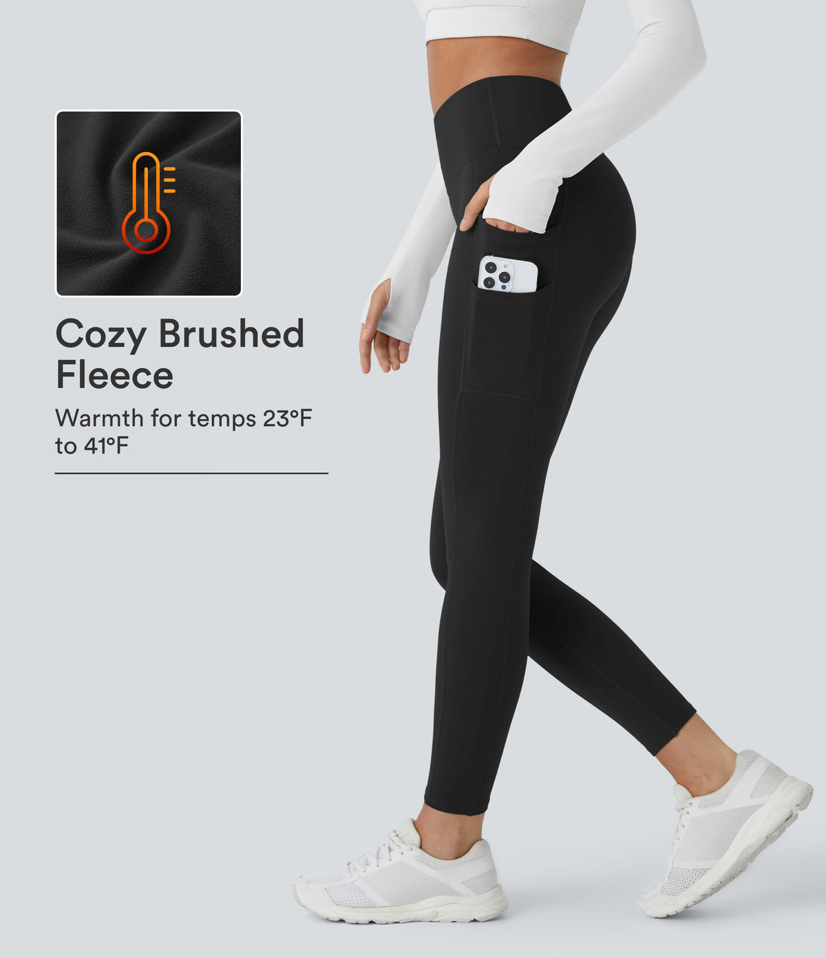 SoftlyZero™ Plush Thermal High Waisted Double Pockets 7/8 Yoga Leggings