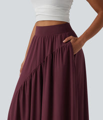 Breezeful™ High Waisted Flowy Quick Dry Maxi Casual Skirt with Pockets