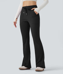 DayStretch Mid Rise Drawstring Slim Casual Flare Pants with Pockets